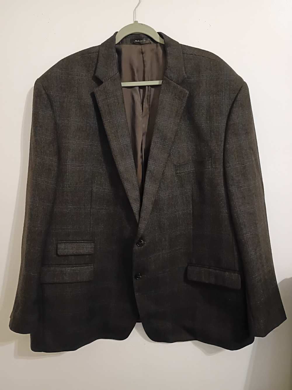 Lauren Ralph Lauren Men's Grayish Brown Plaid Sport Coat Wool Sz 54R